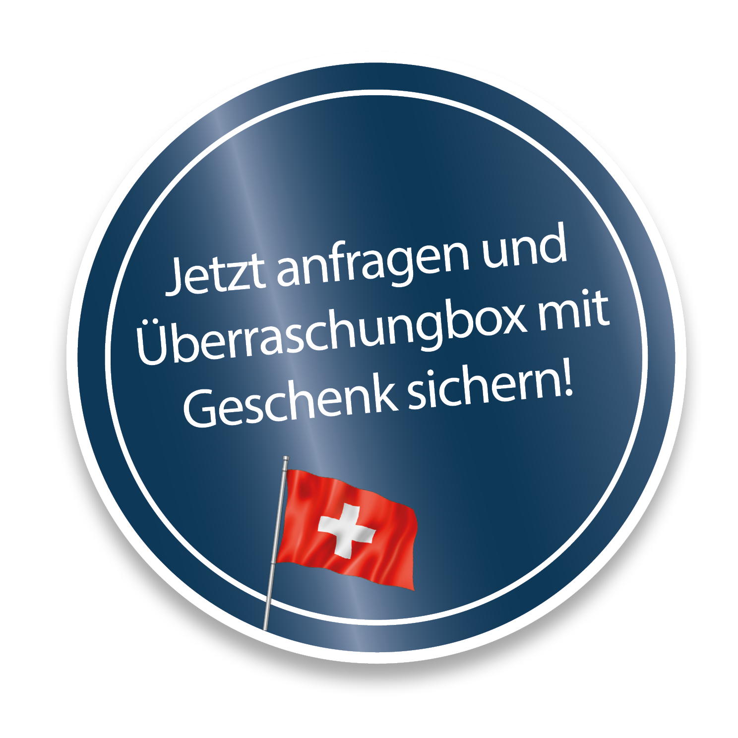 Blauer Button mit Schweizer Flagge